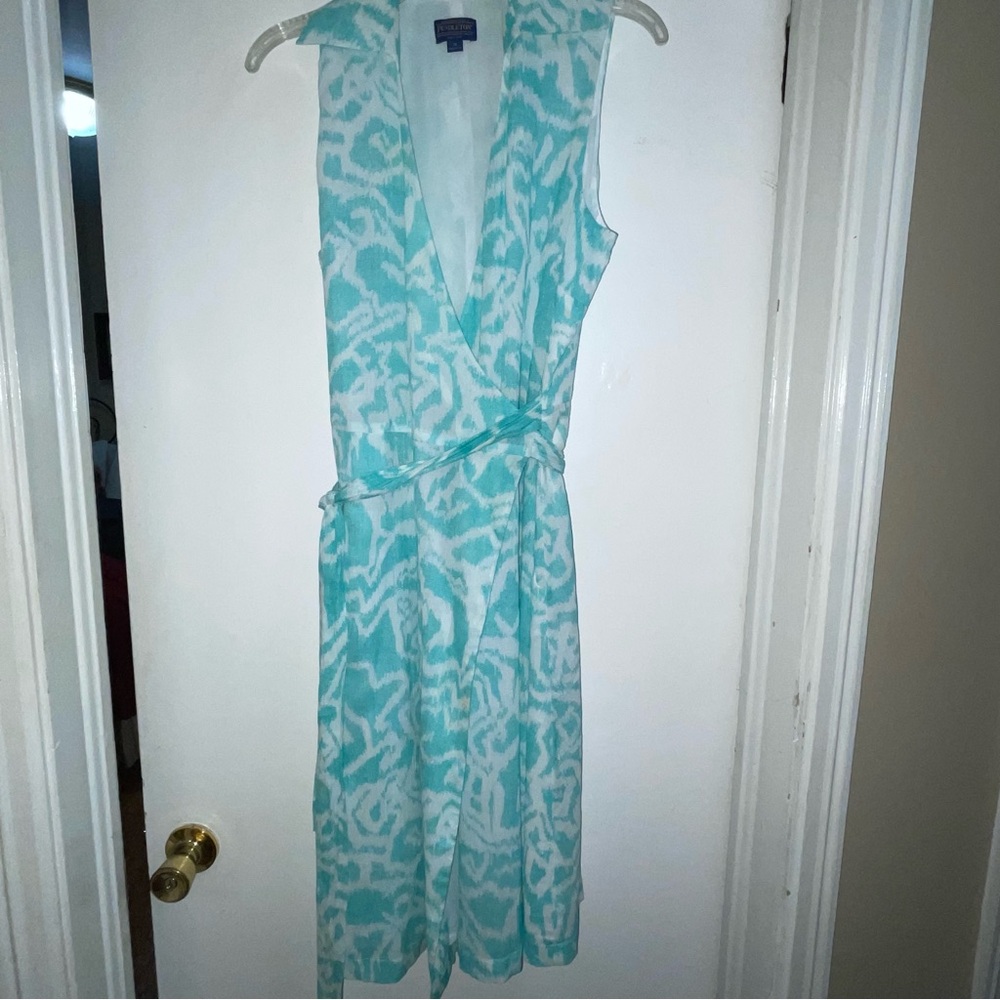 Blue-Green Pendleton Tropical Woman's‎  Wrap Dress Size 10